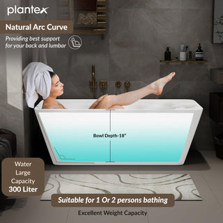 Plantex Freestanding Bathtub For Bathroom/Bath tub for Adults/Deep Soaker Bathtub with Overflow, Popup and Drain Pipe (BSM-209-White-1700mm)