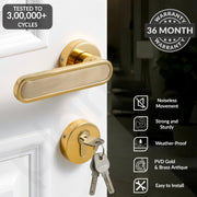 Plantex Door Lock Set with Keys/Mortise Door Lock for Home/Office/Hotel - Pack of 1 (OHMH-21, Brass Antique & PVD Gold)