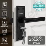 Plantex Heavy-Duty Door Lock Set - Main Door Lock Plate Handle Set/6-Lever Mechanism Mortise Locks with 3 Keys/Brass Locks Body & Cylinder (PTP-012- Black)
