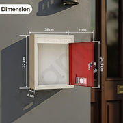 Plantex Wall Mount A4 Size Letter Box - Mail Box/Letter Box for Home gate with Key Lock (Red & Ivory)