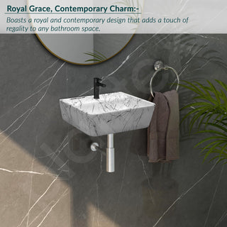 Plantex Wall mount Wash Basin for Bathroom/Designer Ceramic Basin/Rectangle Countertop Wash Basin/Home/Office (17 x 14 x 5 Inch)