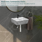 Plantex Wall Mount Wash Basin for Bathroom/Designer Ceramic Basin/Rectangle Countertop Wash Basin/Home/Office (17 x 14 x 5 Inch)