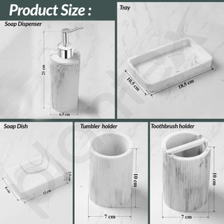 Plantex Polyresin Bathroom Accessories Set Soap Dispenser/Toothbrush Holder/Bathroom Tray/Tumbler Holder/Soap Dish - 5 Piece(911)
