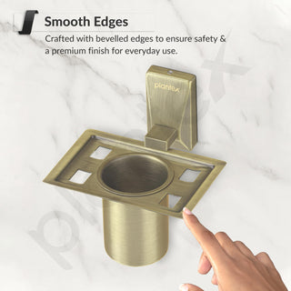 Plantex 304 Grade Stainless Steel Tumbler Holder/Tooth Brush Holder for Bathroom - Crystal (Brass Antique)