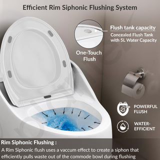 Plantex Imported Platinum Ceramic One Piece Commode Toilet/Rimless Commode/Siphonic Flush Western Toilet with Soft Close Toilet Seat - S Trap (White)