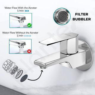 Plantex Bib Cock Water Tap for Bathroom with Water Saving Aerator/Wall Mount Tap for Wash Basin with Teflon Tape & Wall Flange, Chrome (Celesiya-1241)