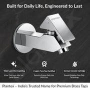 Plantex Pure Brass PRI-301 Water Tap for Bathroom with Water-Saving Technology Tap/Wall Mount Bib Tap with Wall Flange & Teflon Tape-7 Year Warranty (Chrome Finish)