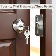 Plantex Brass Tri-Bolt Lock For Main Door/Heavy Duty Door Lock With 4 Keys/Suitable On Single Door For Home/Office/Hotel - 5 Years Warranty (Satin White & Chrome )