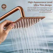 Plantex Stainless Steel Overhead Shower 6 x 6 inch with Water-Saving Technology/High pressure Rain Shower Head without Arm/Bathroom Shower -(Ultra Slim-PVD Rose Gold)