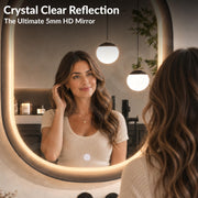 Plantex Resin Frame LED Bathroom Mirror/Designer Mirror for Living Room/Bathroom Mirror with LED Light/Dressing Room - Capsule Shape (Black, 32 x 24 Inch)