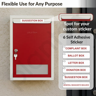 Plantex All in 1 Multipurpose Big Size Letter/Complaint/Suggestion/Donation Box With Lock - Table Top or Wall Mount (Red & Ivory)