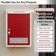 Plantex All in 1 Multipurpose Big Size Letter/Complaint/Suggestion/Donation Box With Lock - Table Top or Wall Mount (Red & Ivory)