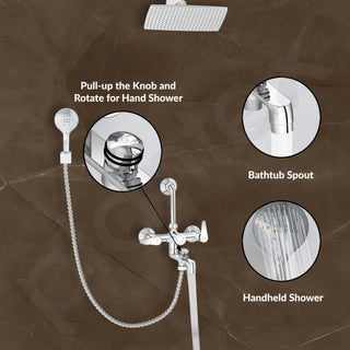 Plantex Wall Mixer for Bathroom 3 in 1 with Water Saving Aerator/Mixer Tap for Bathroom with L-Bend Provision for Overhead Shower and Hand Shower-7 Year Warranty- (LEA-719-Chrome)