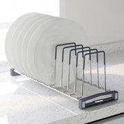 Plantex Stainless Steel Thali Stand/Dish Rack Kitchen Cabinet/Plate Stand for Modular Kitchen/Tandem Box Accessories - 10 Sections (Chrome/Pack of 1)