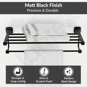 Plantex Space Aluminum Towel Rack for Bathroom/Towel Stand/Hanger/Bathroom Accessories(24 Inch-Black)