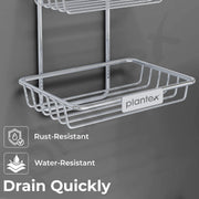 Plantex Self Adhesive Soap Holder for Bathroom/Stainless Steel Soap Case/2 Layer Soap Storage/Bathroom Accessories - Pack of 3 (Chrome)