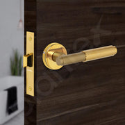 Plantex Heavy Duty Door Lock – Bathroom Door Lock/Mortise Keyless Handle Set for Home/Bathroom/Store Room/Balcony/Office with Baby Latch (603 - PVD Gold)