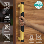 Plantex 14 Inch Main Door Handle/Aluminium Door Handle/Pull-Push Door Handle/Door Accessories (Pack of 1, Black & Gold)
