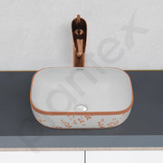 Plantex Table Top Wash Basin for Bathroom/Designer Ceramic Basin/Countertop Vessel Sink Basin - Indo-European Collection (14 x 10 x 5 Inch)