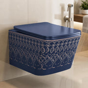 Plantex Ceramic Commode for Toilet/Rimless Washdown Western Toilet/P Trap Commode with Soft Closing Toilet Seat Cover - (LAS04, Blue)