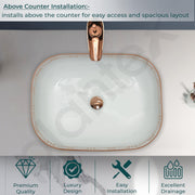 Plantex Table Top Wash Basin For Bathroom/Designer Ceramic Basin/Countertop Vessel Sink Basin - Indo-European Collection (20 x 14.5 x 5.5 Inch)