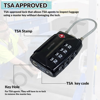 Plantex 4-Digit Combination Padlock/TSA Metal Lock with String Shackle/Number Lock for Luggage/Travel Bag/Suitcase/Backpack/Lockers - Pack of 1 (Black)