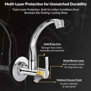 Plantex Pure Brass Kitchen Taps for Home Sink/Tap for Kitchen Basin with 360Ãƒâ€šÃ‚Â° Swivel Spout and Water Saving Aerator/Water Tap with Brass Wall Flange-7 Year Warranty (AQ-1410- Chrome)