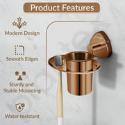 Plantex J4 Stainless Steel Toothbrush Holder for Bathroom/Toothbrush Stand for Bathroom/Tumbler Holder/Bathroom Accessories (PVD Rose Gold Finish) Angel