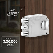 Plantex Tri-Bolt Lock for Main Door/Heavy Duty Door Lock with 4 Keys/Suitable for Single or Double Door for Home/Office/Hotel - Pack of 1 (Satin White and Chrome)