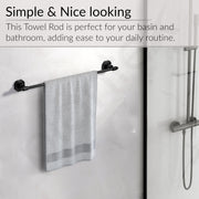Plantex 304 Grade Stainless Steel Towel Rod/Towel Rack for Bathroom/Towel Bar/Hanger/Stand/Bathroom Accessories - Nipron (24 Inch - Black)