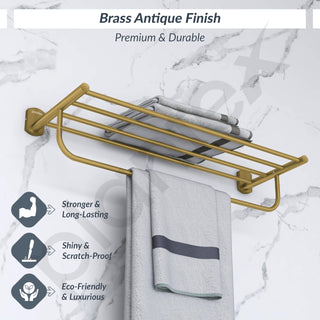 Plantex 304 Grade Stainless Steel 24 inch Towel Rack/Towel Stand/Towel Bar/Towel Hanger for Bathroom/Bathroom Accessories - Parv (Brass Antique)