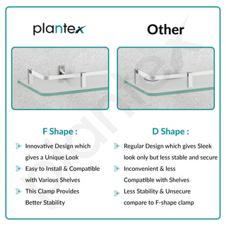 Plantex Premium Frosted Glass Shelf for Bathroom/Kitchen/Living Room with Brass Railings and Brackets - Bathroom Accessories (18x6 Inches - Chrome) - Pack of 1