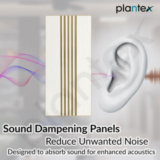 Plantex 3D Charcoal Wall Panels/Pack of 5 Louvers (1x8 Ft Each) /Decorative Panels for Interior Walls/40 Sq. Ft Coverage(YD-1202-Textured Off-White & Gold)