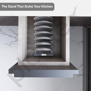 Plantex Premium Stainless Steel Plate Stand for Kitchen Cabinet/13 Slot Plate Rack for Kitchen/Rubber Gripped Saucer Plate Holder(Size-4 inches, Slot- 13, Pack of 1)