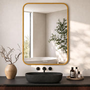 Plantex Aluminium Frame Mirror for Wall/Rectangle Wall Mount Mirror for Bedroom/Dressing Room/Living Room/Entryway - (20x28 Inch-Gold)