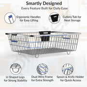 Plantex Heavy-Duty Stainless-Steel Dish Drainer Basket for Kitchen Utensils/Dish Drying Rack/Plate Stand/Bartan Basket (Medium Size-58x45x20cm)
