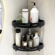 Plantex Corner Shelf for Bathroom Wall/Self Adhesive Bathroom Shelf/Aluminium Shelf Corner Organiser Without Drill/Adhesive Corner Shelf Rack- Pack of 2 (9x9 Inch, Matt Black)