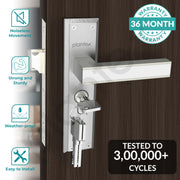 Plantex Heavy-Duty Door Lock Set - Main Door Lock Handle Set/ 6-Lever Lock Mechanism with 3 Years of Warranty/Mortise Lock with 3 Keys, Brass Lock Body & Cylinder(8081 - Chrome & Matt)