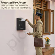 Plantex Letter Box/GI Steel Post Box/Suggestion Box for Office Use with Key Lock/Letter Box for Home gate/Mail Box (Black) - Wall Mount - A4 Size