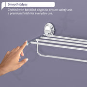 Plantex 304 Grade Stainless Steel Towel Rack for Bathroom/Towel Stand/Hanger/Bathroom Accessories - Cubic (18 inch-Chrome)