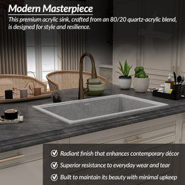 Plantex Quartz Acrylic Kitchen Sink/Undermount Sink for Kitchen with 10 Years Warranty by Plantex/Granite Single Bowl Kitchen Sinks with Coupling (Brun - 32x20 Inches)