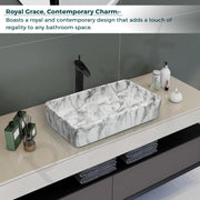 Plantex Ceramic Washbasin for Bathroom/Table Top Marble Finish Basin/Countertop Wash Basin for Home/hotel/Restaurant (24 x 13 x 5 Inch)