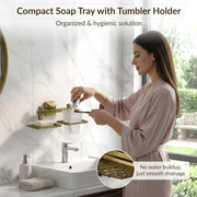Plantex 304 Grade Stainless Steel Soap and ABS Material Brush Holder Stand for Bathroom and Wash Basin/Bathroom Accessories - Squaro (Antique)