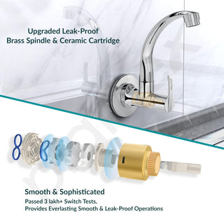 Plantex Pure Brass Kitchen Taps for Home Sink/Tap for Kitchen Basin with 360° Swivel Spout and Water Saving Aerator/Water Tap with Brass Wall Flange-7 Year Warranty (AQ-1410- Chrome)