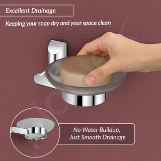 Plantex Smero Pure Brass and Glass Soap Holder for Bathroom & Kitchen/Soap Stand/Case/Dish/Bathroom Accessories - Superb (Chrome)