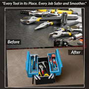 Plantex 18 Inch Metal Tool Box/Empty Tool Kit Box With Large Capacity & Strong Handle/3 Cabinet Tools Box for Home Use/Tool Organizer for Essential Tools - (Blue & Black)