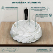 Plantex Ceramic Basin for Bathroom/Table Top Wash Basin/Washbasin for Living Room/Restaurant (Marble Finish, 17 x 15 x 6 Inch)