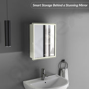 Plantex Bathroom Cabinet with Mirror/ABS Bathroom Storage Organiser/Multipurpose Bathroom Shelf/Wall Mount Mirror Cabinet for Wash Basin (14x18 Inch, Ivory)