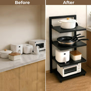 Plantex Shelf Storage Rack/GI Steel Storage Organizer/4 Tier Shelf Rack for Home - Pack of 1 (Black)
