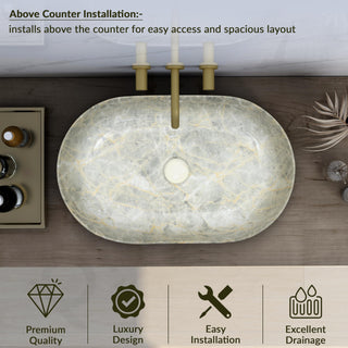 Plantex Tabletop Wash Basin for Bathroom/Designer Ceramic hand Wash Sink/Oval Countertop Wash Basin for Home/Office/hotel (22 x 13.5 x 6 Inch)